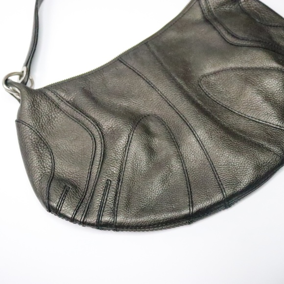 Banana Republic Pewter Metallic Shoulder Bag Occasional Handbag - Picture 4 of 6